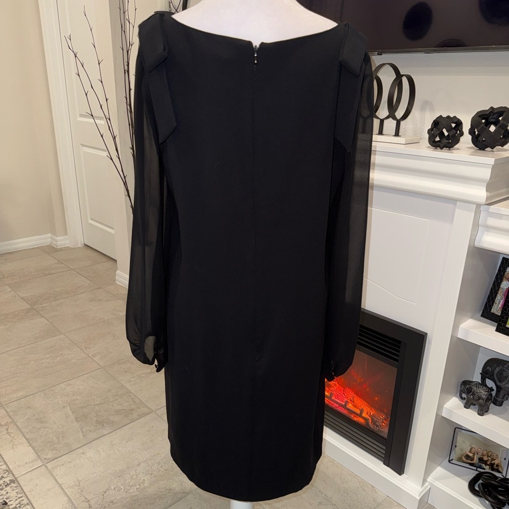 NWT Ann Taylor Black Long Sleeve Dress Size 10 - Picture 7 of 12